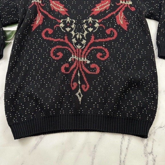 Distinctly Different Womens Vintage Pullover Sweater Size XL Black Red Holiday - Picture 12 of 12
